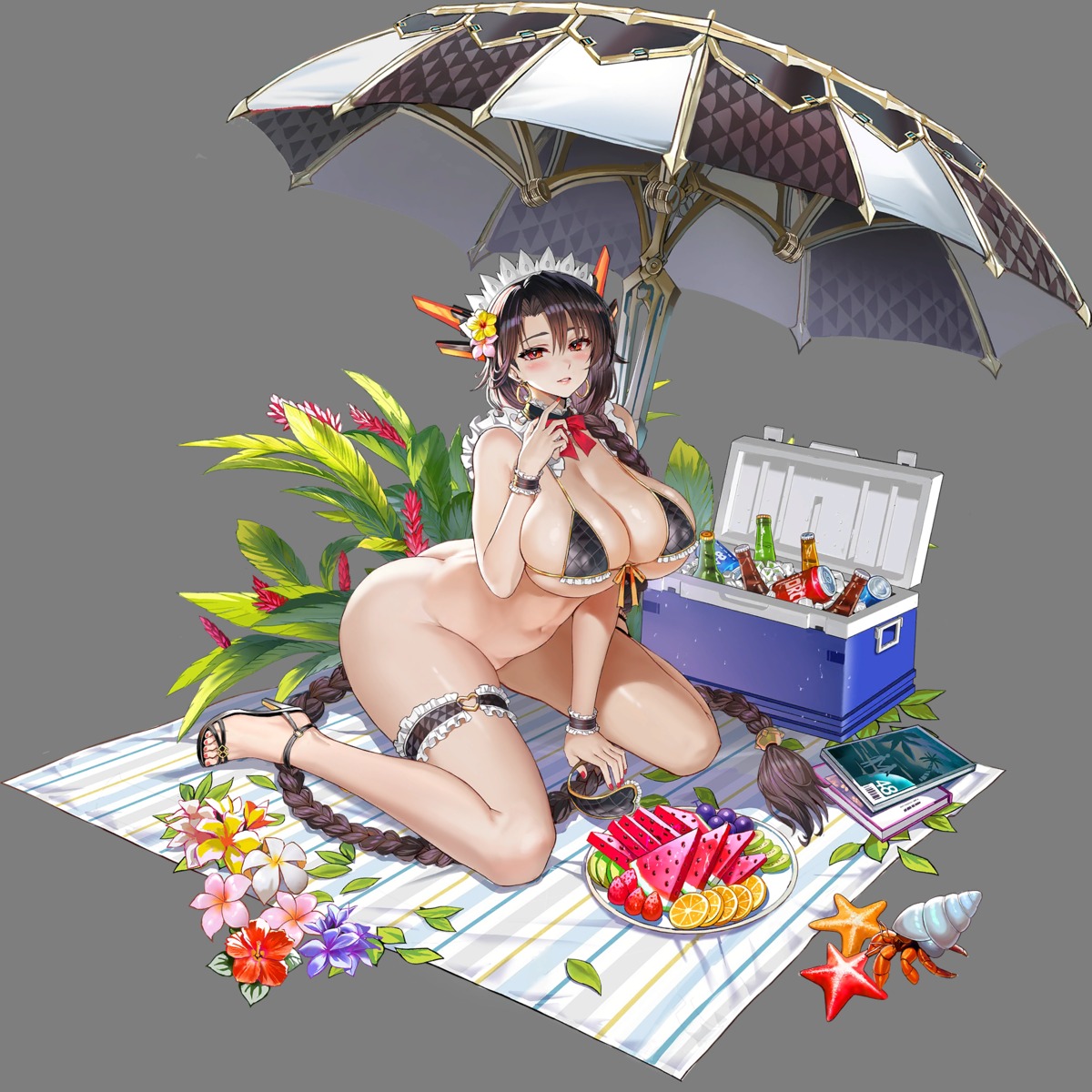 bikini_top black_wyrm_s9 bottomless erect_nipples garter heels last_origin swimsuits taesi transparent_png