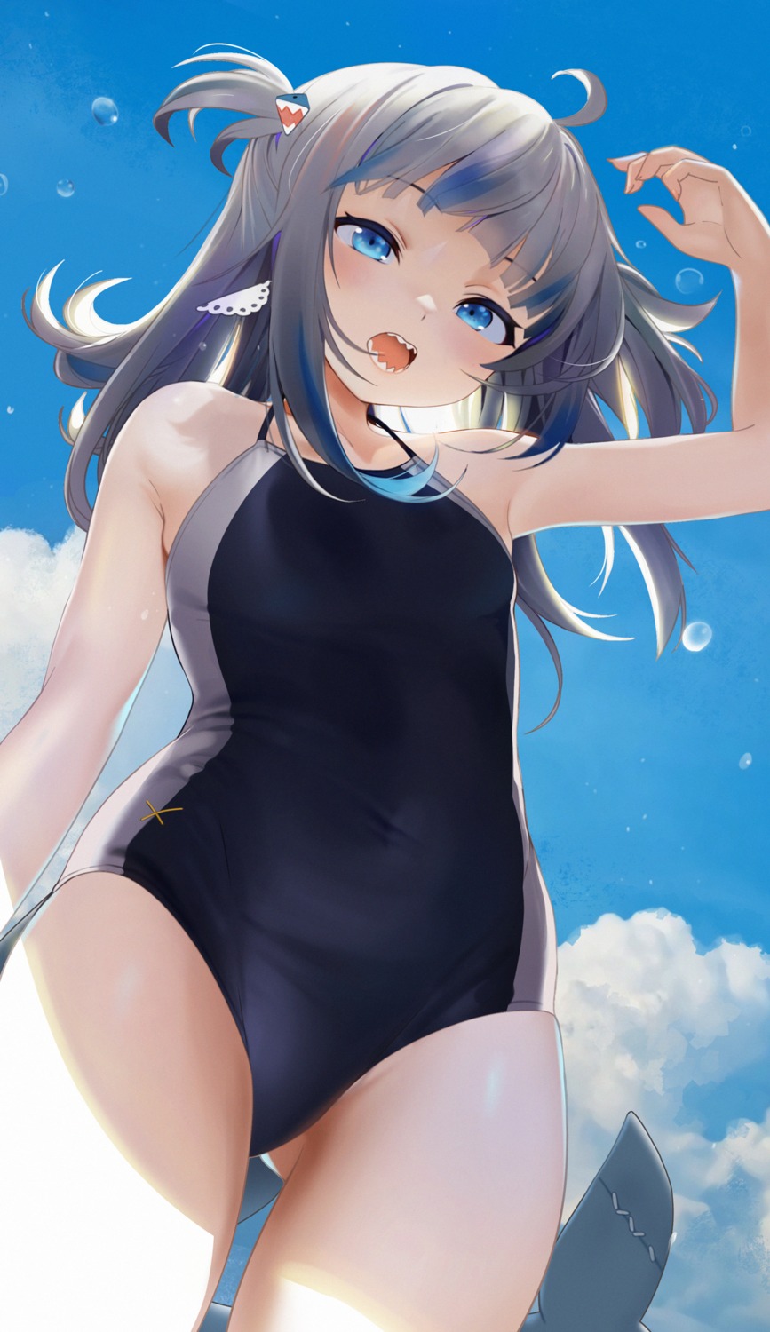 gawr_gura hololive hololive_english seicoh swimsuits tail