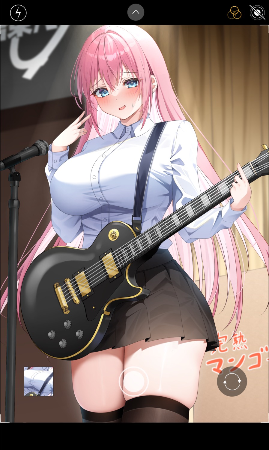 ayakura_maki bocchi_the_rock! gotou_hitori guitar seifuku thighhighs