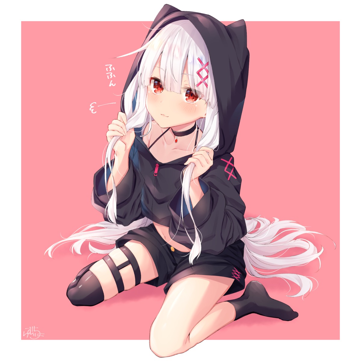 animal_ears chitose_neko garter ramchi thighhighs