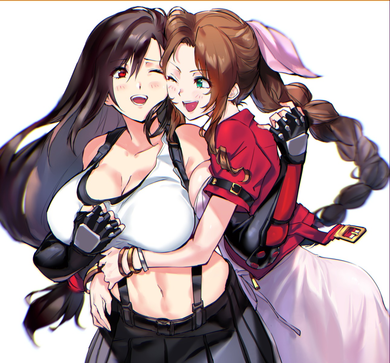 aerith_gainsborough cleavage final_fantasy final_fantasy_vii negresco tifa_lockhart