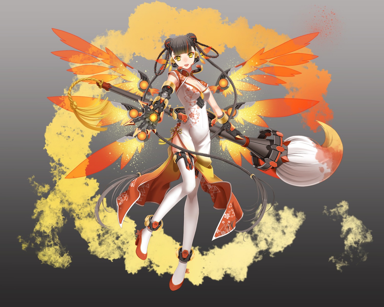 chinadress cleavage cross_akiha heels thighhighs wings