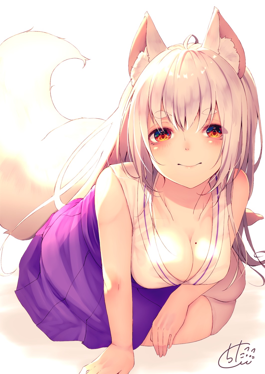 animal_ears chita_(ketchup) cleavage japanese_clothes kitsune tail thighhighs