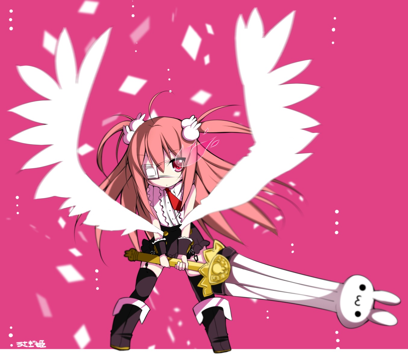 eyepatch thighhighs usagihime wings