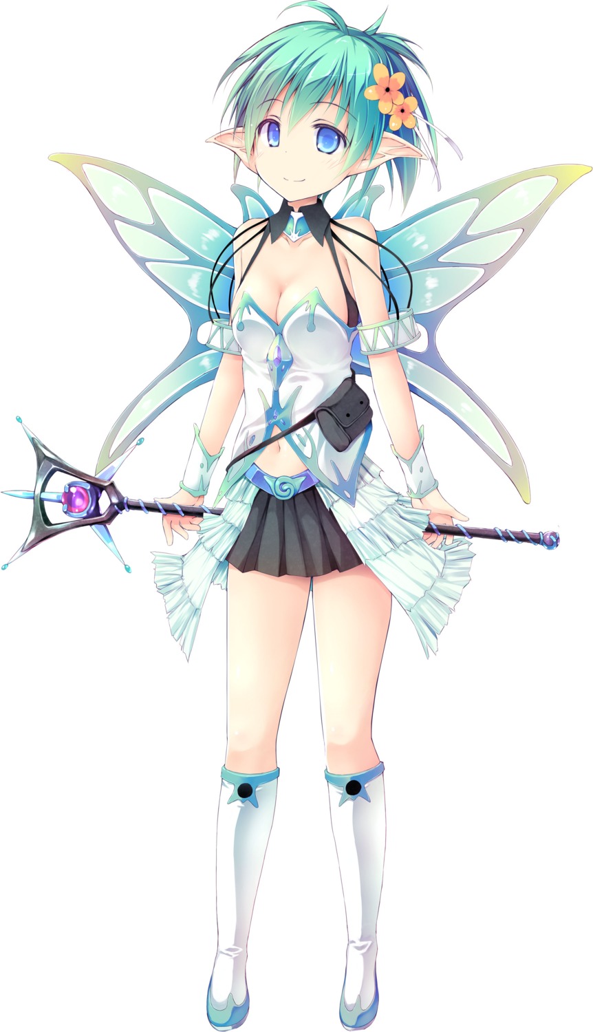 brave_girl_ravens cleavage pointy_ears ruschuto weapon wings