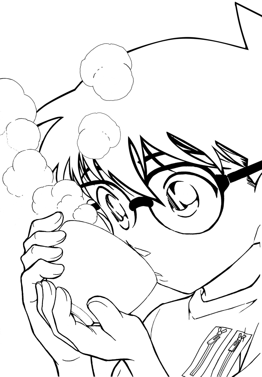 aoyama_goushou detective_conan edogawa_conan line_art male megane monochrome