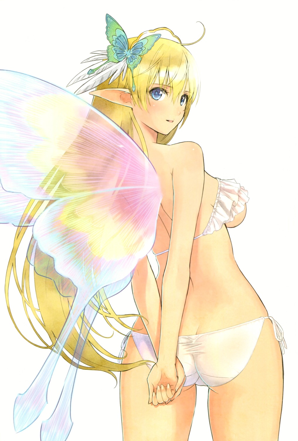 ass bikini fairy pointy_ears scanning_artifacts see_through swimsuits tony_taka underboob wings