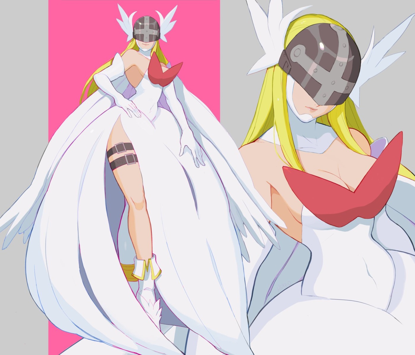 angewomon cleavage digimon dress garter hexed no_bra