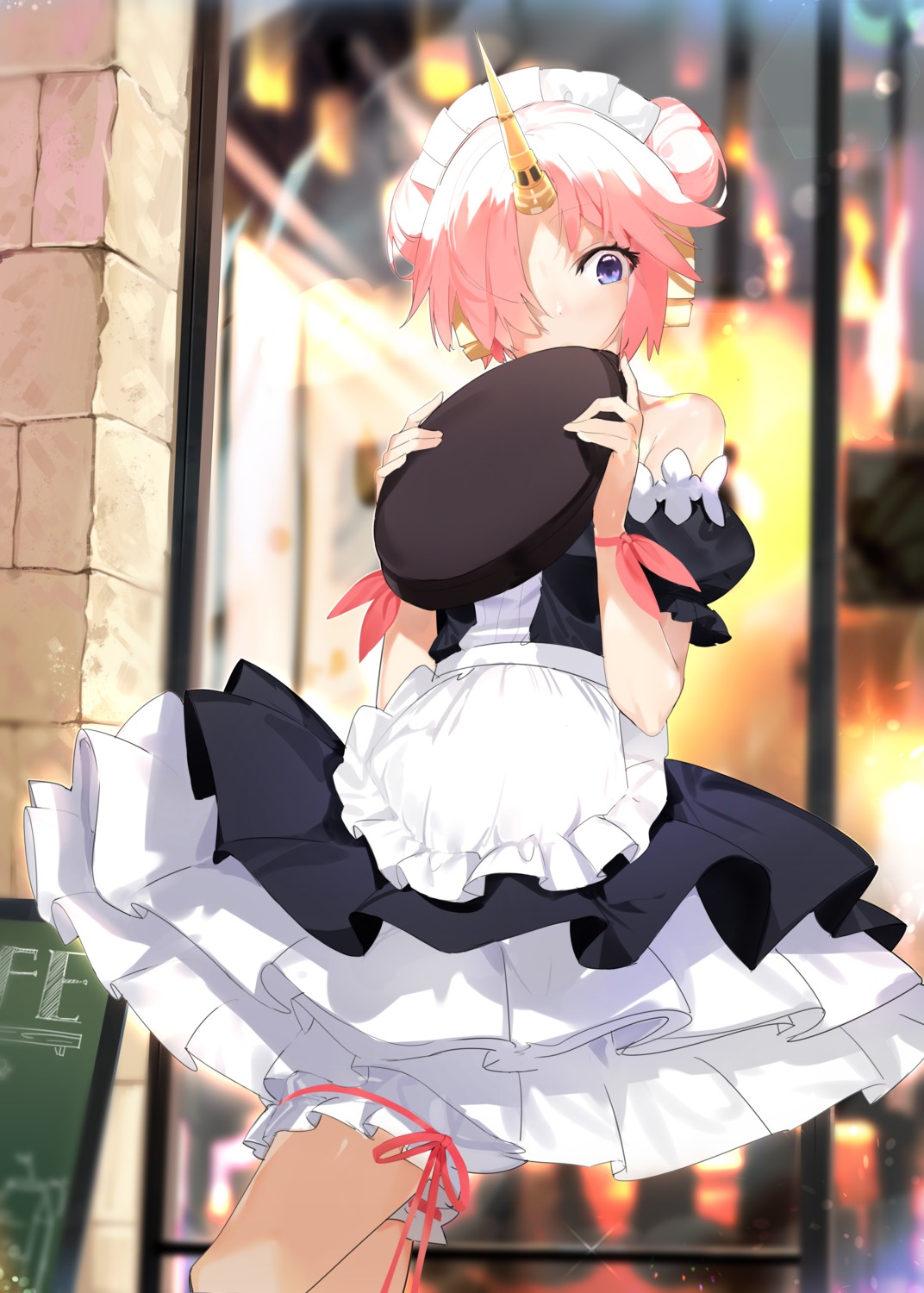 aida_(chinhung0612) fate/apocrypha fate/grand_order fate/stay_night frankenstein's_monster_(fate) garter horns maid skirt_lift