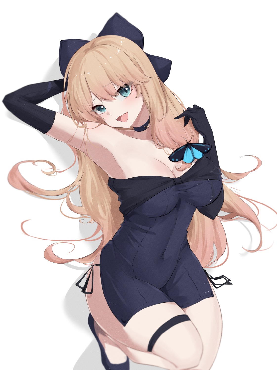 cleavage dress feint721 garter no_bra pantsu string_panties