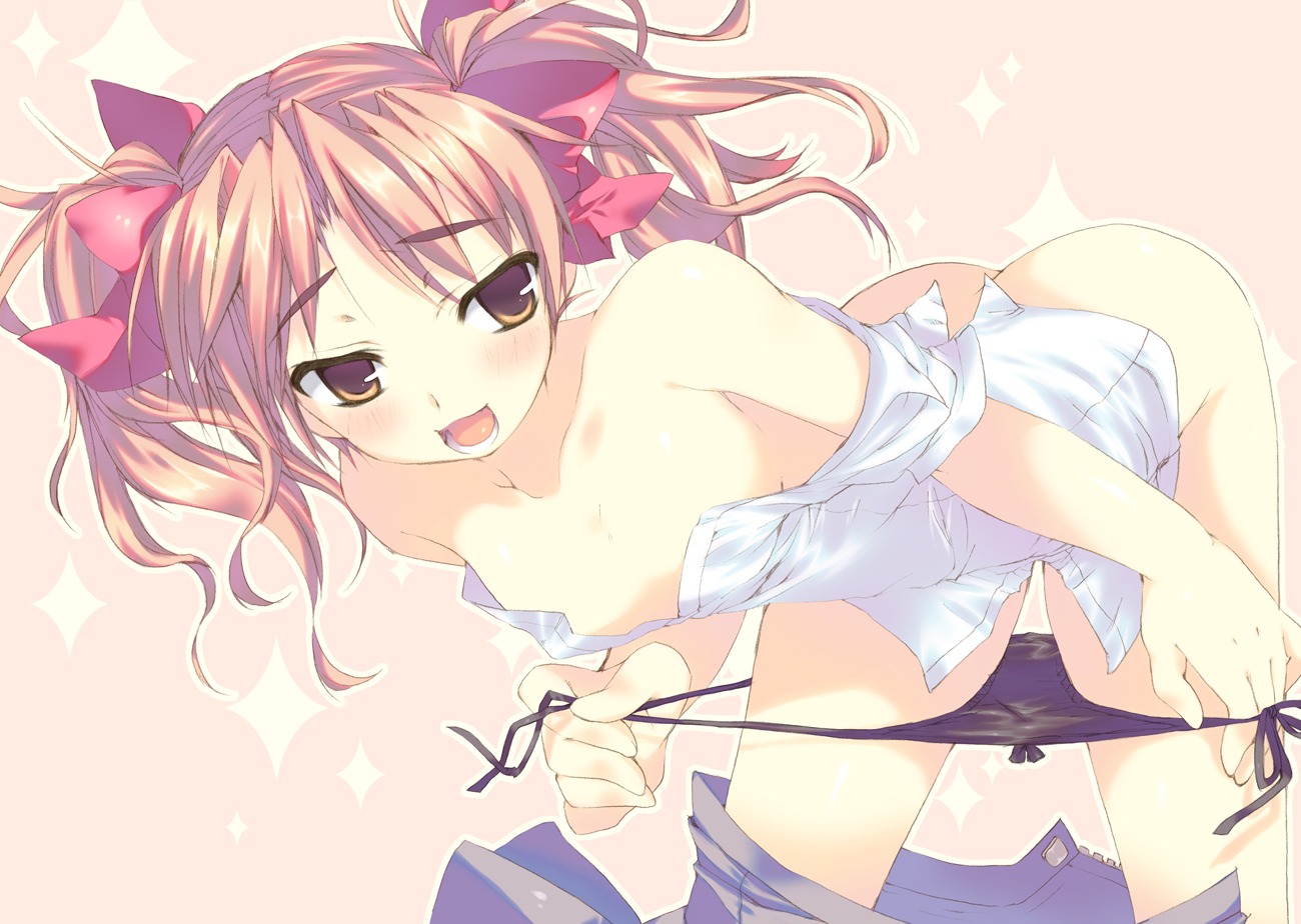 enomoto_hina no_bra open_shirt pantsu panty_pull shirai_kuroko string_panties to_aru_majutsu_no_index undressing