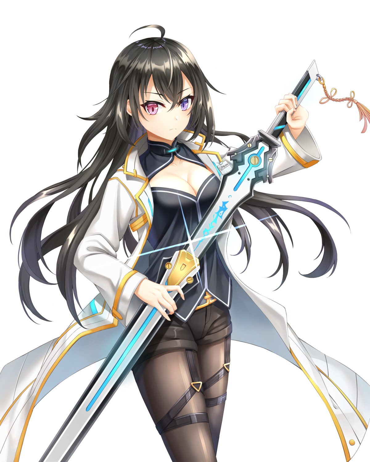 bai_winchester cleavage closers garter heterochromia pantyhose star-ring sword