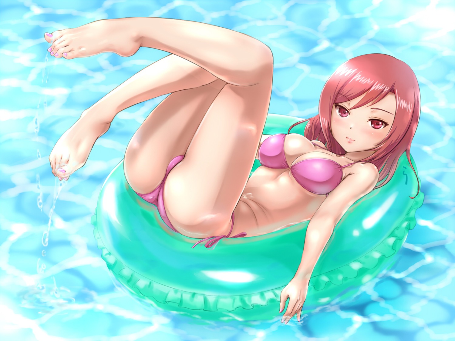 ass bikini cleavage feet love_live! nishikino_maki rasukaru swimsuits wet