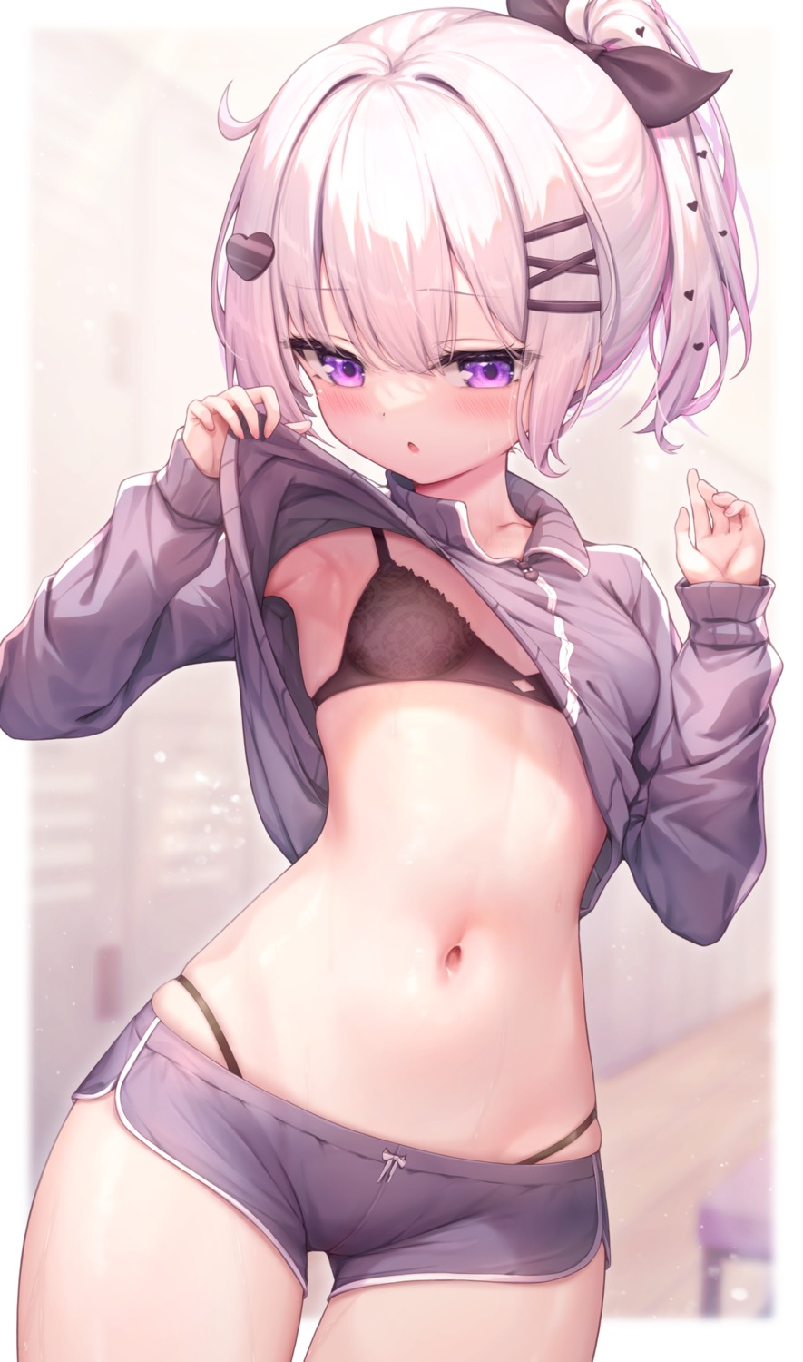 arata_(xin) artist_revision bra loli shirt_lift undressing