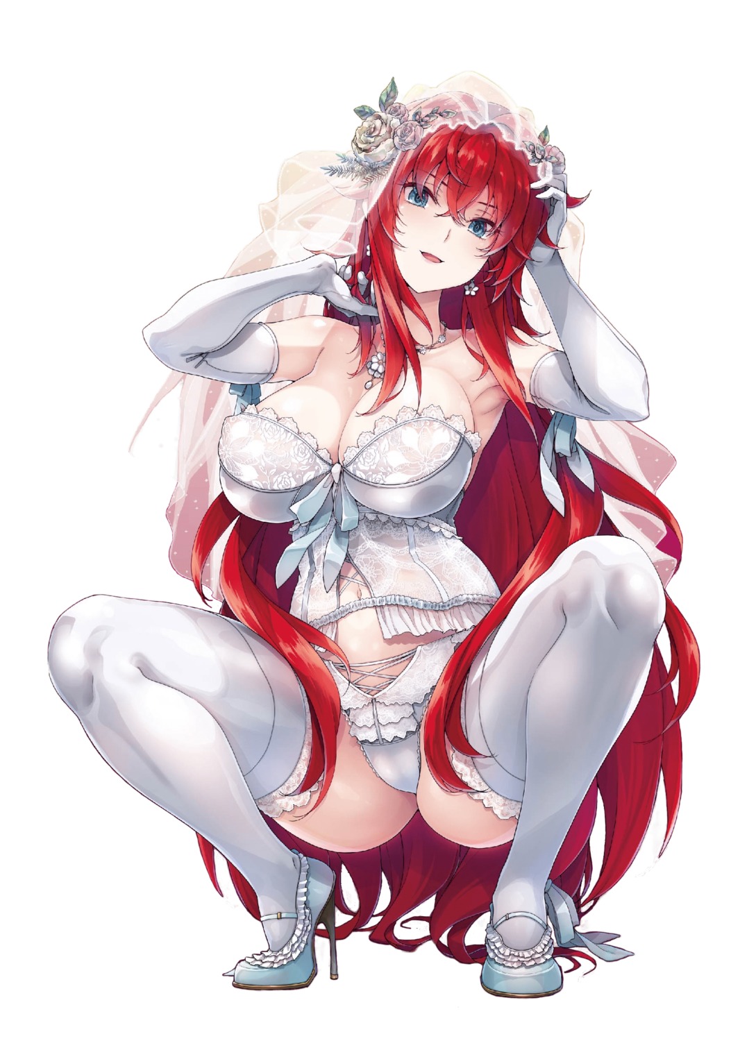 heels highschool_dxd lingerie miyama-zero pantsu rias_gremory see_through thighhighs thong