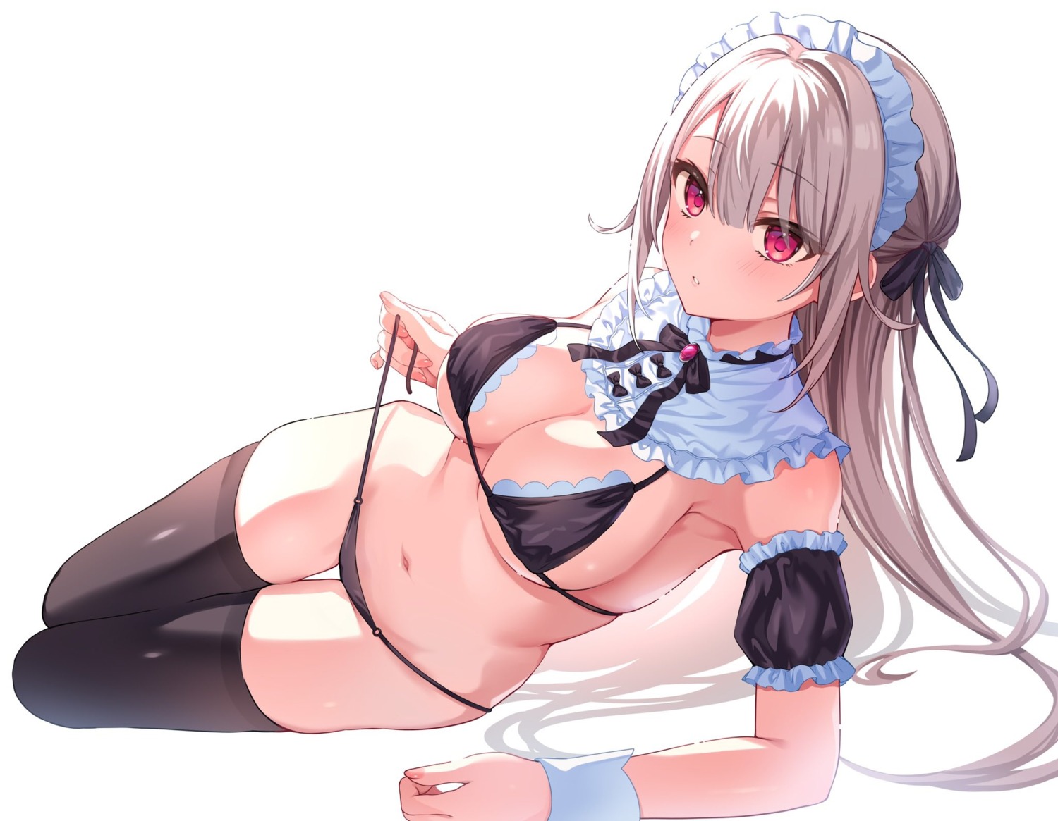 bikini maid mikeneko_mari swimsuits thighhighs undressing