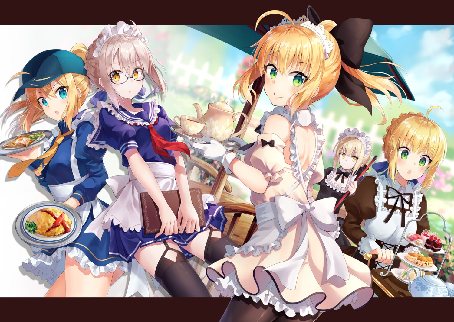 fate/grand_order fate/stay_night heroine_x heroine_x_alter maid megane nonono pantyhose saber saber_alter saber_lily seifuku stockings thighhighs