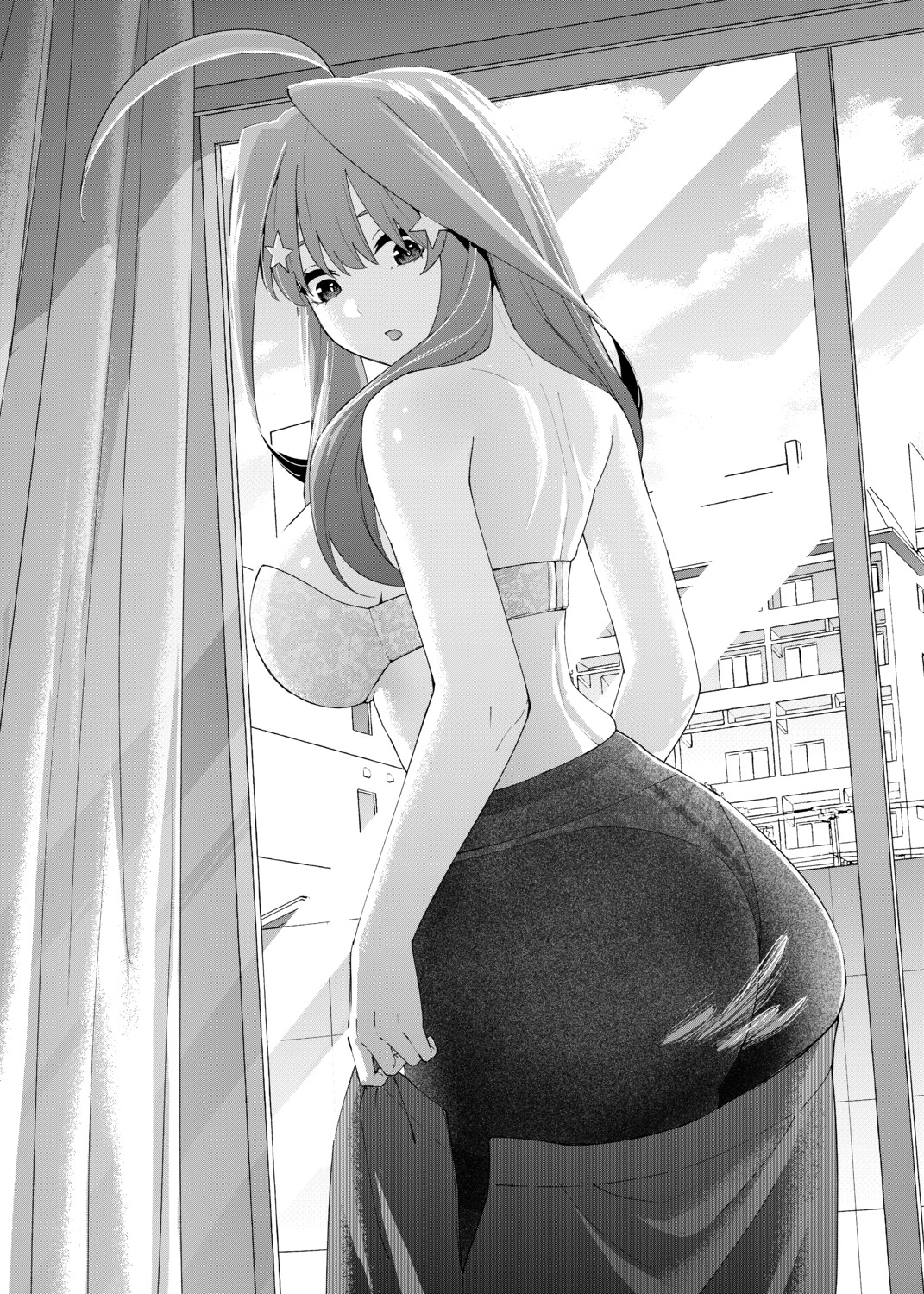 5-toubun_no_hanayome ass bra kosmos_beta monochrome nakano_itsuki pantsu pantyhose thong torn_clothes undressing