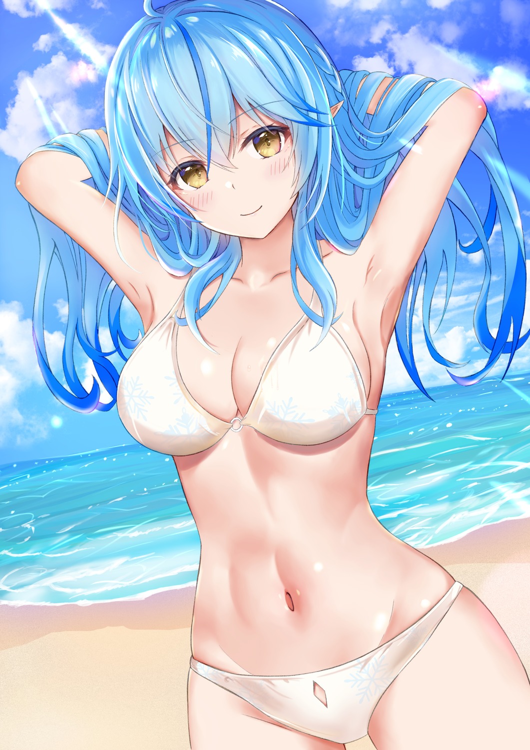 bikini elf hololive nikke_(supercell19951218) pointy_ears swimsuits yukihana_lamy