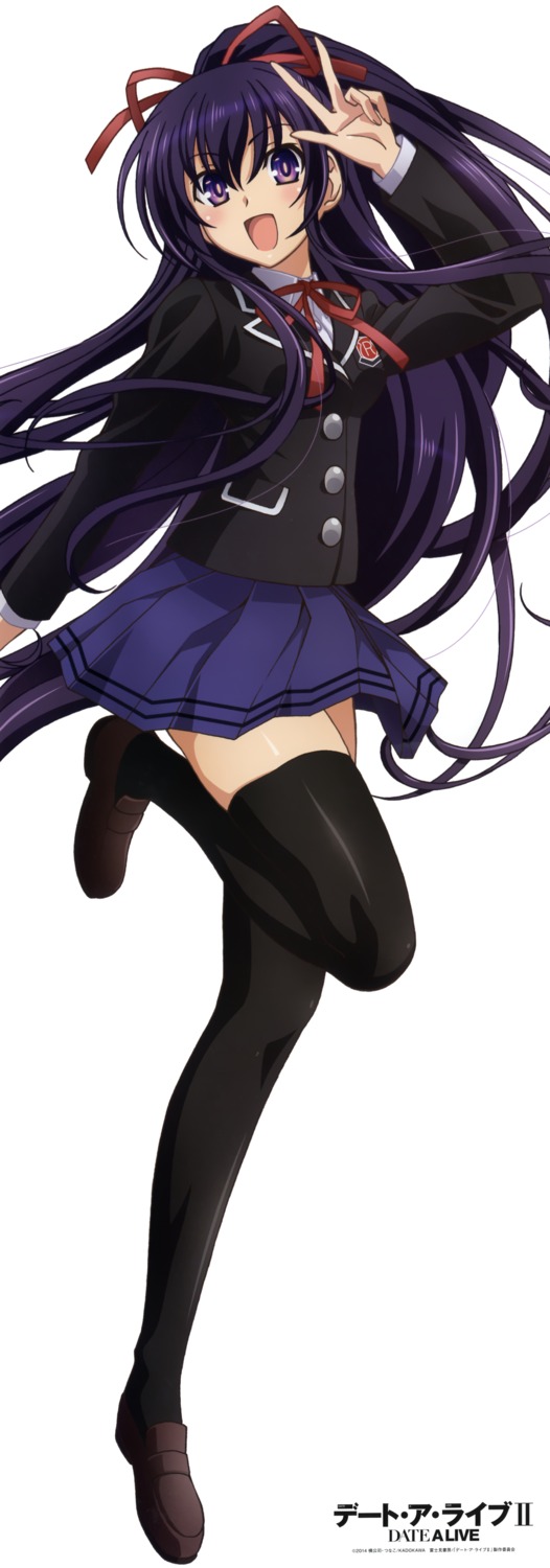 date_a_live date_a_live_ii seifuku stick_poster thighhighs yatogami_tooka