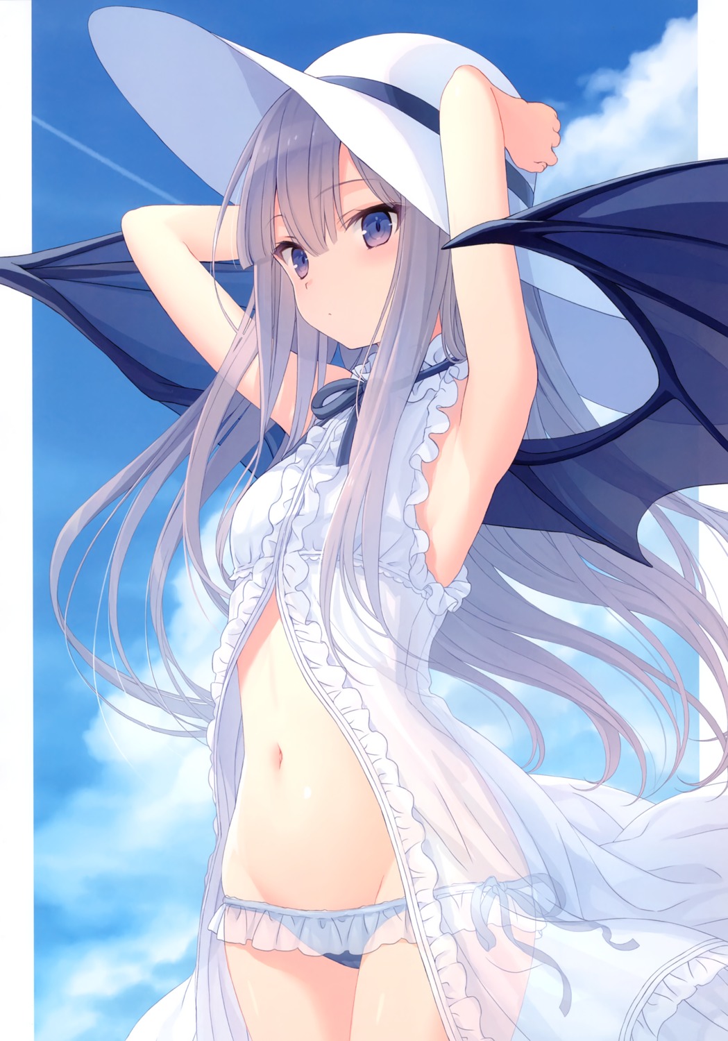 crown dress pantsu see_through string_panties summer_dress wings yashiro_seika