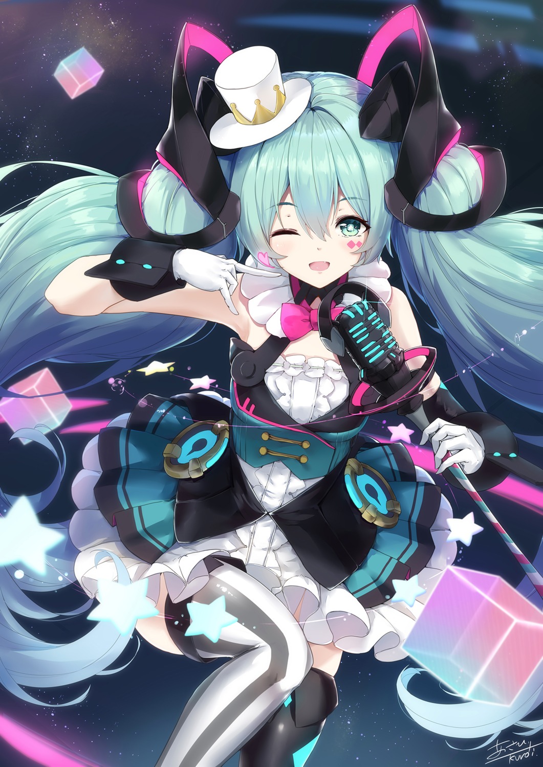 asahi_kuroi hatsune_miku magical_mirai thighhighs vocaloid