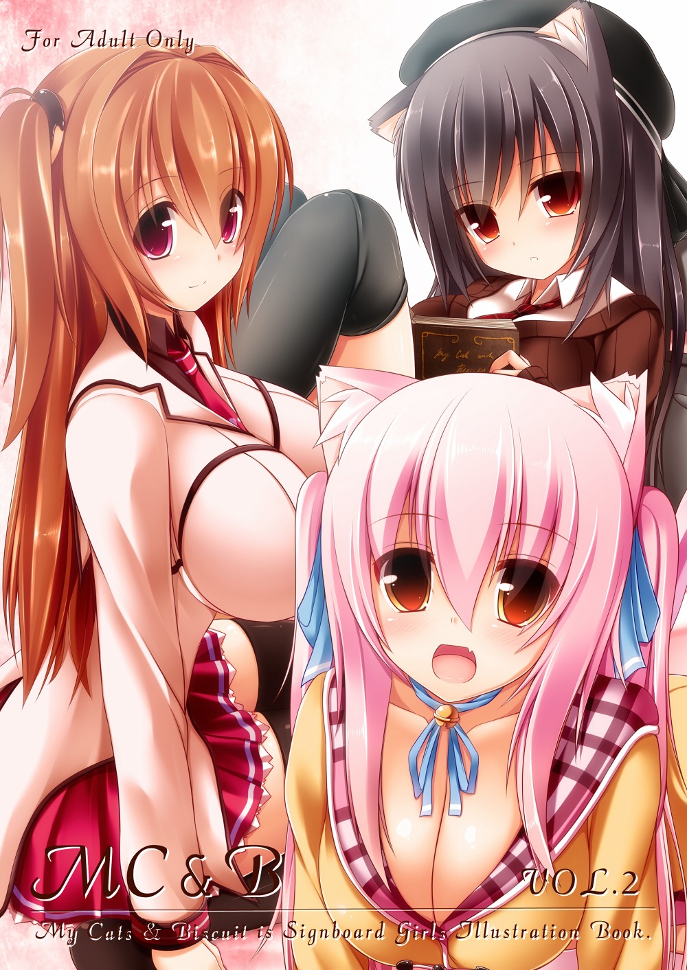 animal_ears cassini_m_bisuko cleavage fukuneko-mofmof mia_flatpaddy nekomimi shia_flatpaddy syroh thighhighs