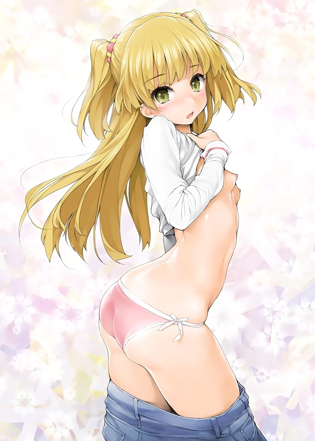 ass ishikei jougasaki_rika loli nipples no_bra pantsu shirt_lift string_panties the_idolm@ster the_idolm@ster_cinderella_girls