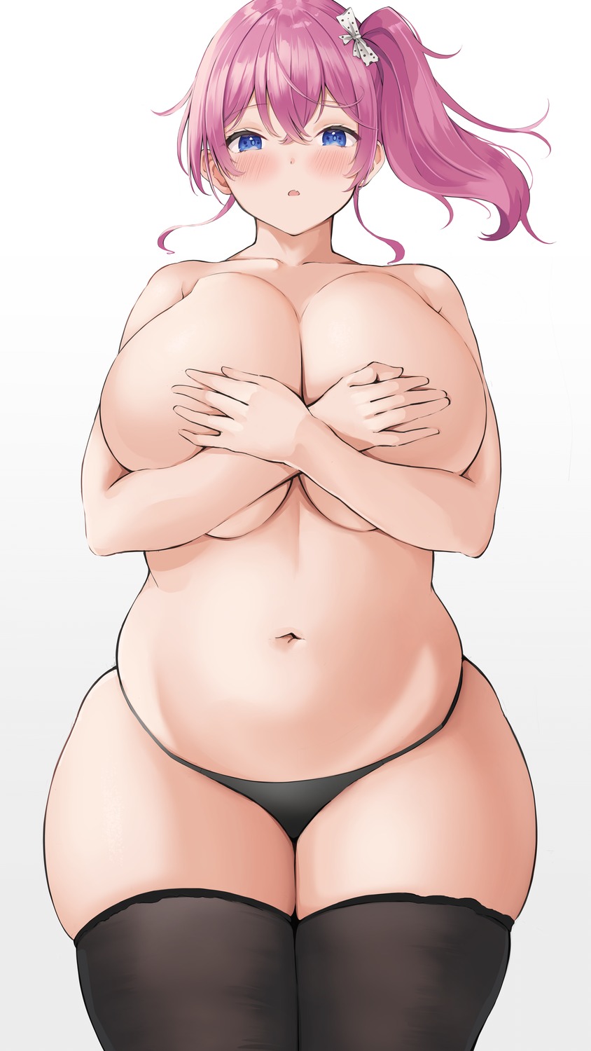 breast_hold neneneji pantsu thighhighs topless