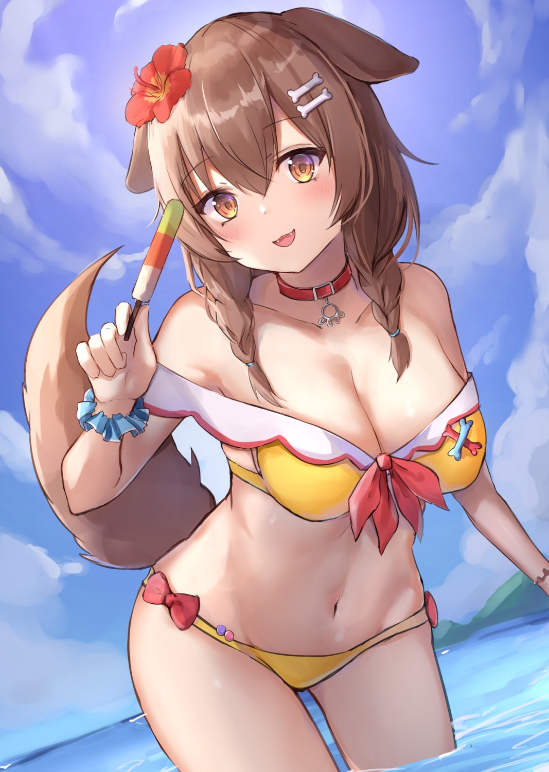 animal_ears bikini hololive hololive_gamers inugami_korone inumimi kurohikage swimsuits tail wet