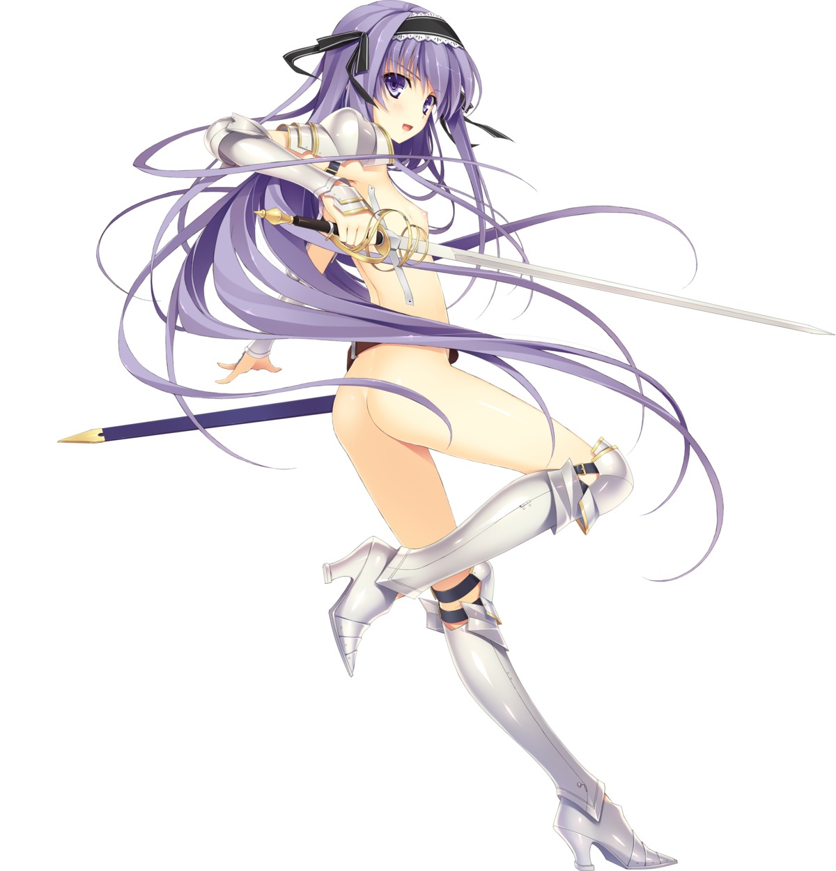 armor ass effordom_soft fujimori_yuu heels koikishi_purely_kiss loli naked nipples sword yuuki_hagure