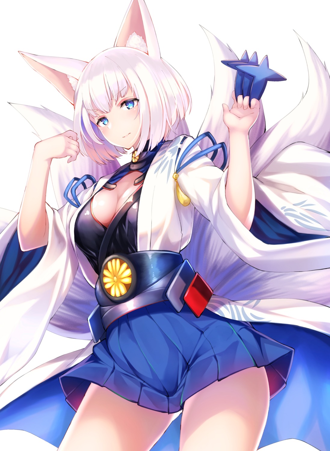 animal_ears azur_lane cleavage kaga_(azur_lane) tail tobimura