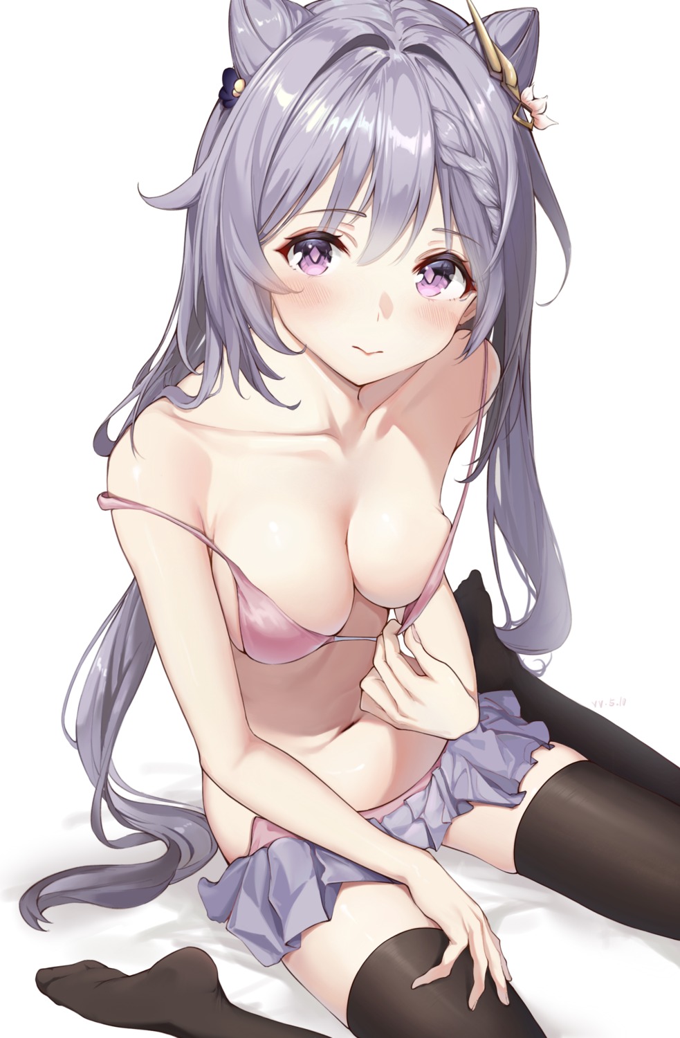 bra genshin_impact keqing pantsu thighhighs undressing vv-zz