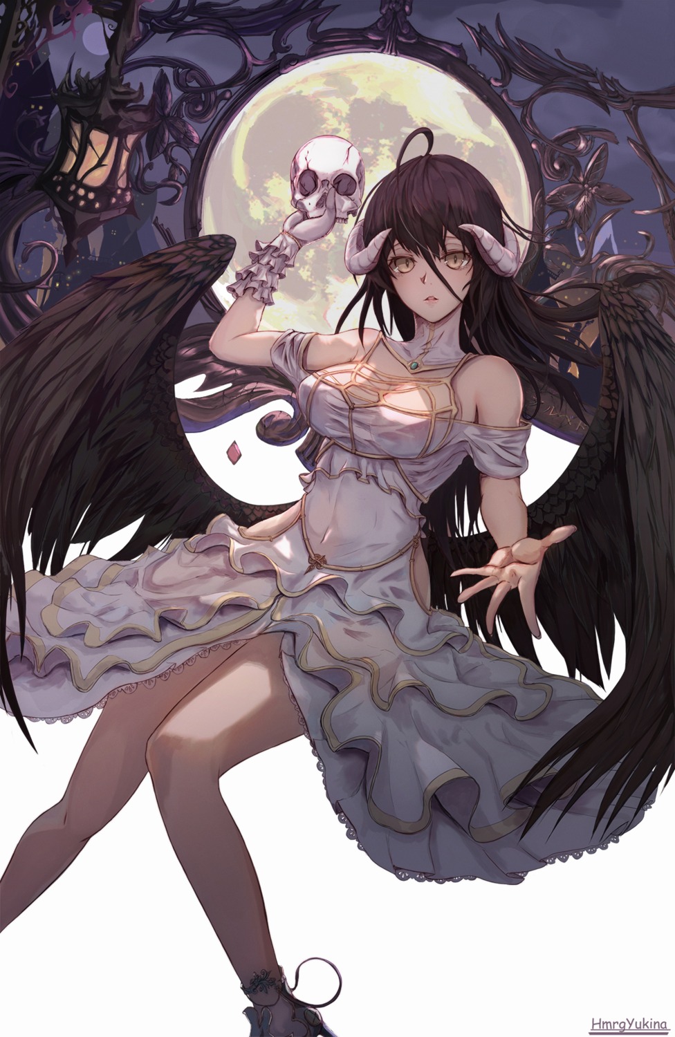 albedo_(overlord) dress heels hmrgyukina horns overlord wings