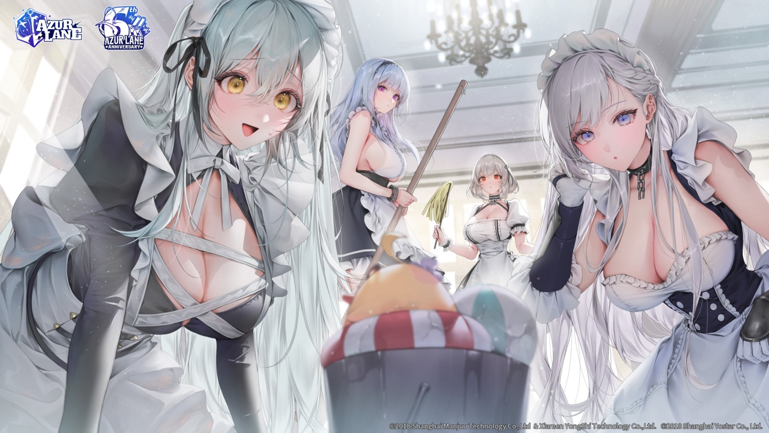 azur_lane belfast_(azur_lane) cleavage dido_(azur_lane) maid manjuu_(azur_lane) no_bra revenge_(azur_lane) senchat sirius_(azur_lane)