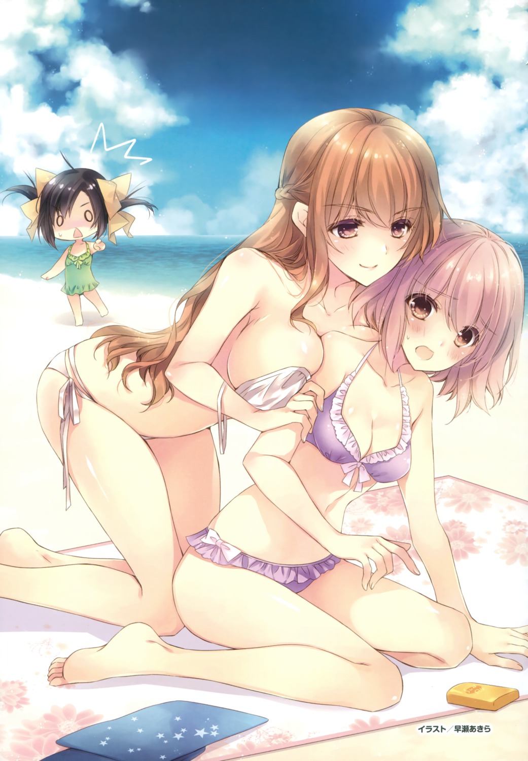 bikini chibi cleavage feet hakuisei_aijou_izonshou hayase_akira kogado oosachi_asuka oosachi_nao swimsuits takeda_sakuya yuri