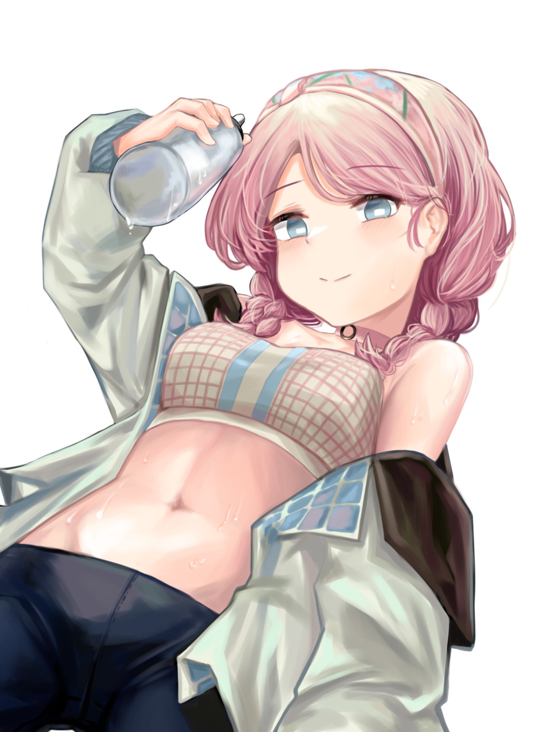 aimpoleume arknights blue_poison_(arknights) bra open_shirt