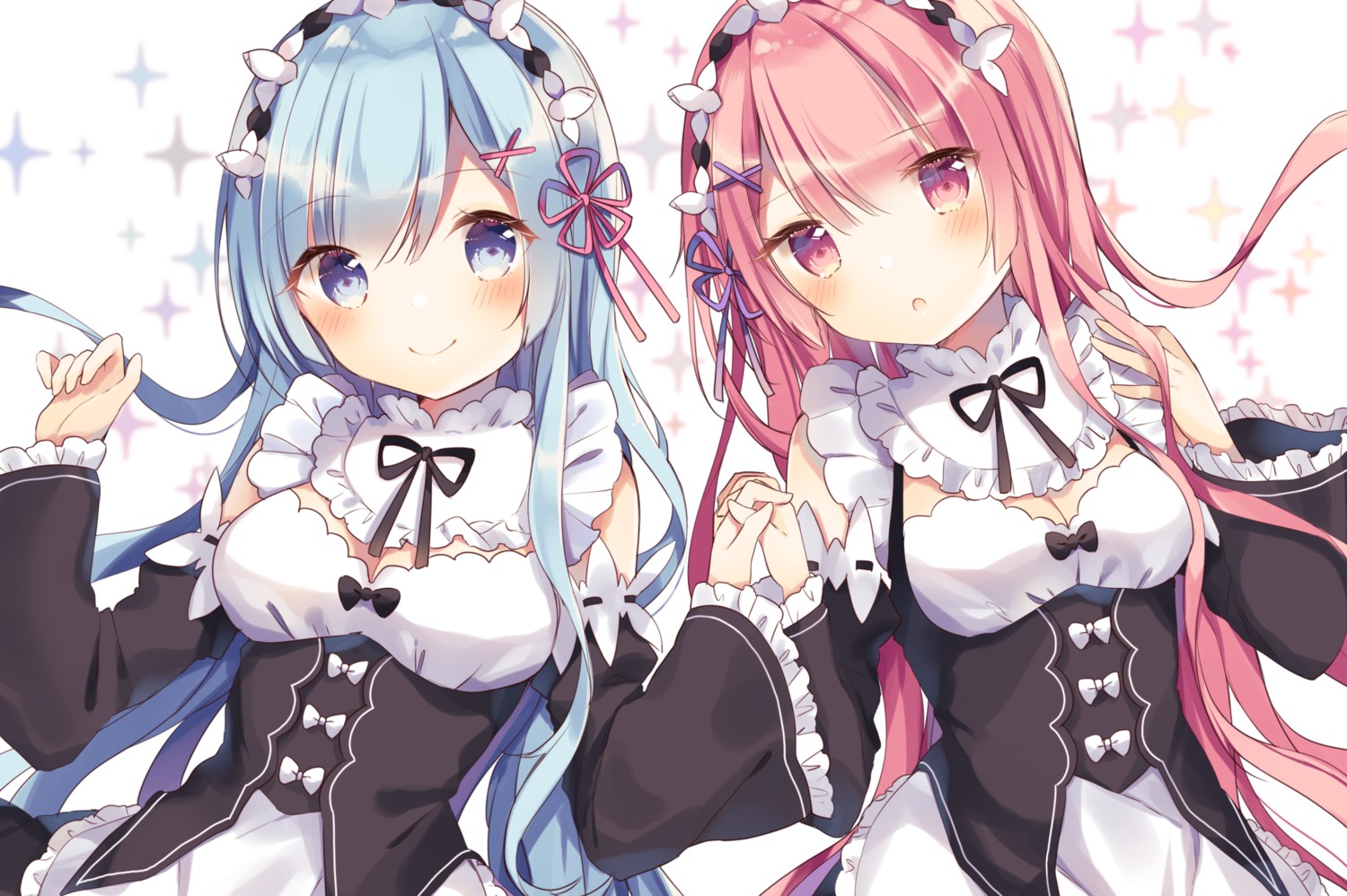 cleavage maid ram_(re_zero) re_zero_kara_hajimeru_isekai_seikatsu rem_(re_zero) shiino_sera