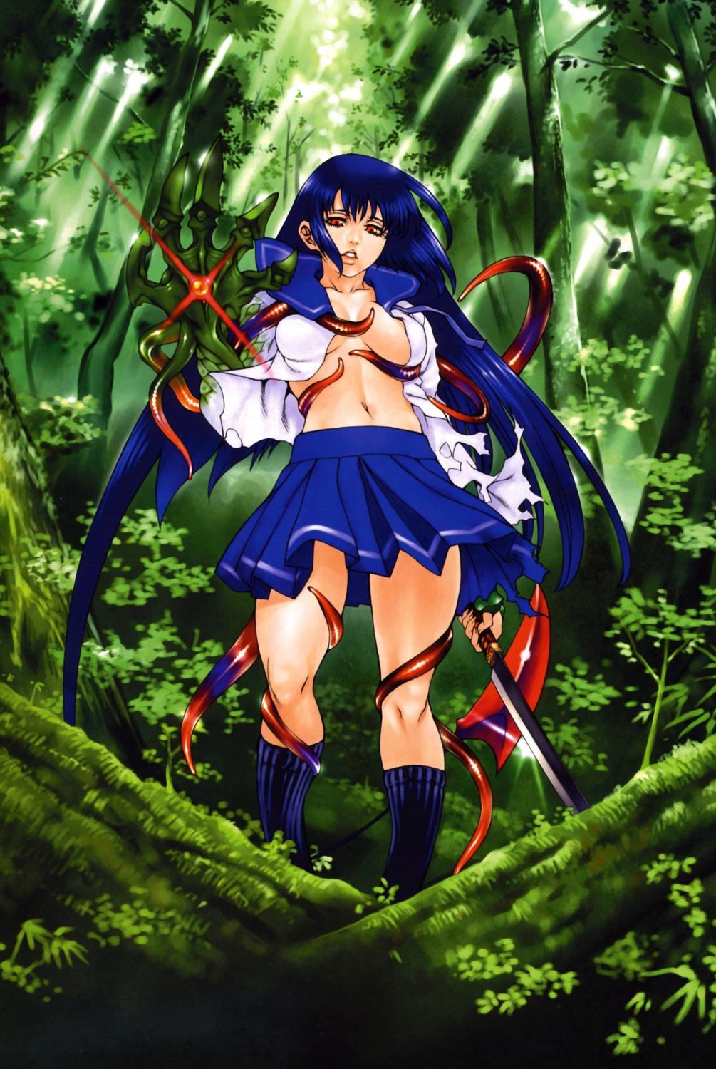 no_bra open_shirt seifuku sumita_kazasa tentacles torn_clothes witchblade witchblade_takeru