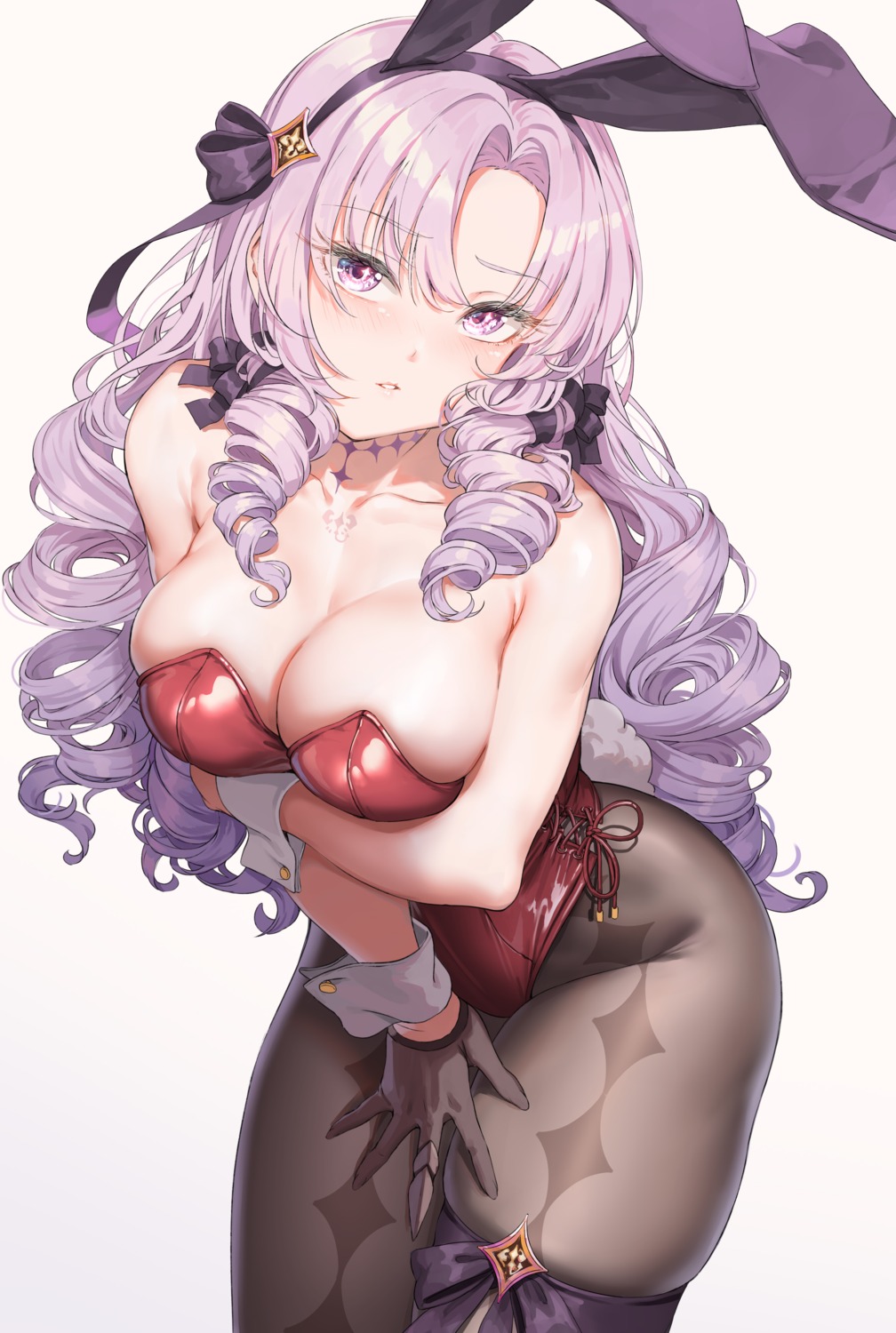 animal_ears bunny_ears bunny_girl fangxiang_cuoluan garter hyakumantenbara_salome nijisanji no_bra pantyhose tail tattoo