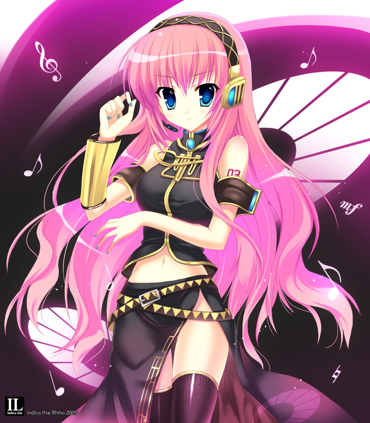 headphones indico_lite megurine_luka mitha thighhighs vocaloid