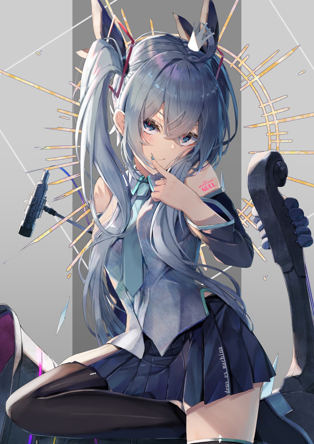 hatsune_miku kuroshiro_kanae tattoo thighhighs vocaloid