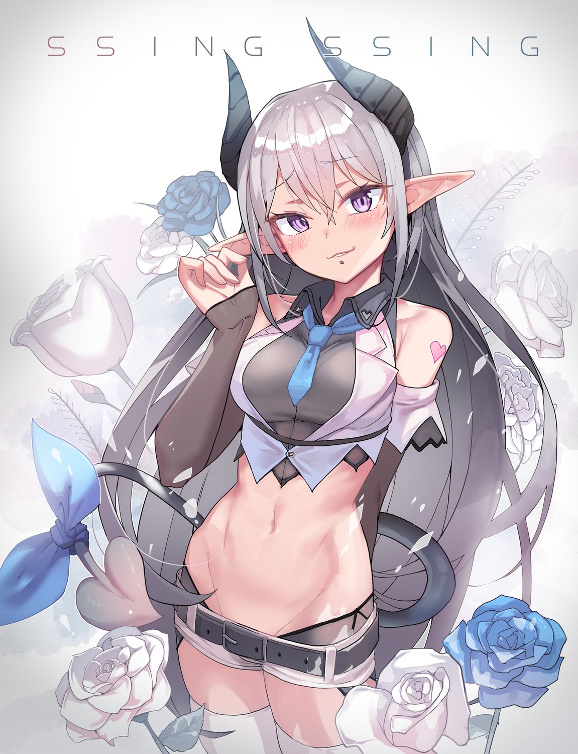 horns newey pointy_ears tail thighhighs