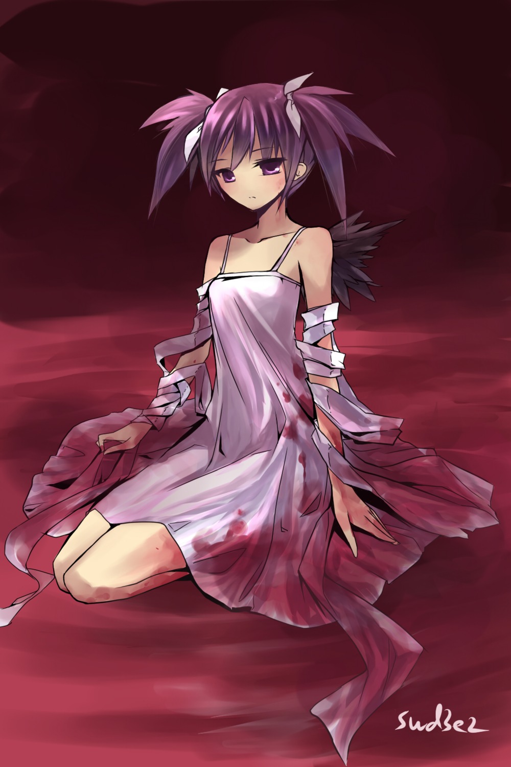 aisha_(elsword) bandages blood dress elsword summer_dress swd3e2 wings