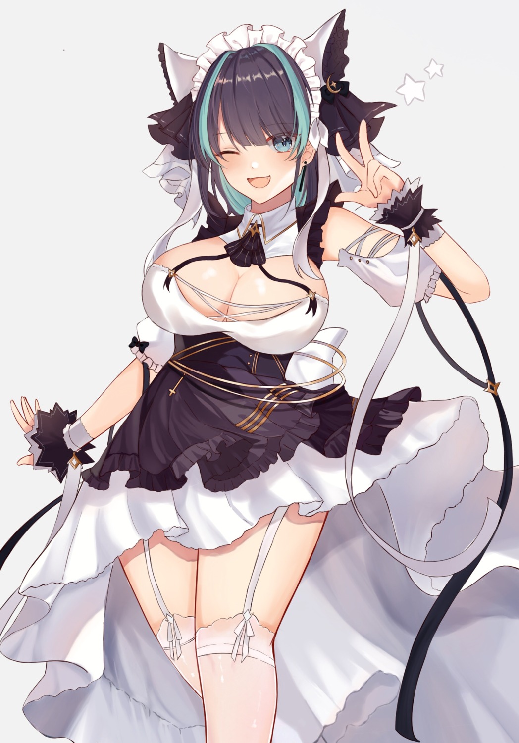 azur_lane cheshire_(azur_lane) ki-san maid skirt_lift stockings thighhighs