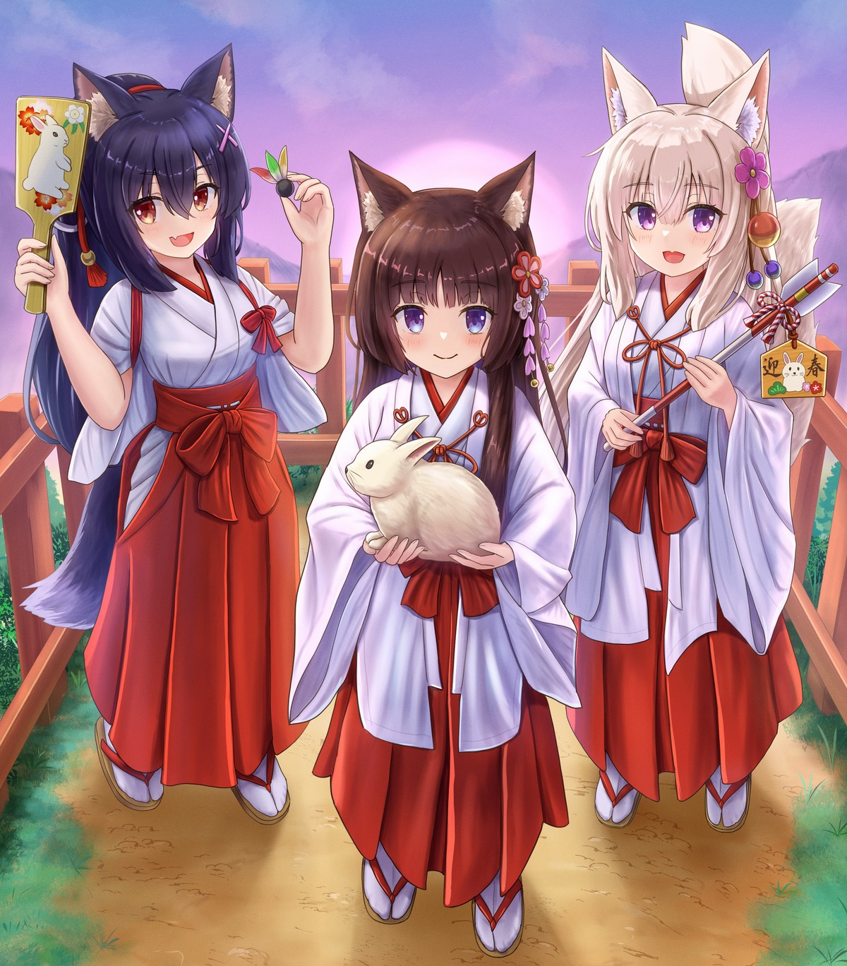 animal_ears iroha_(iroha_matsurika) kitsune miko tail