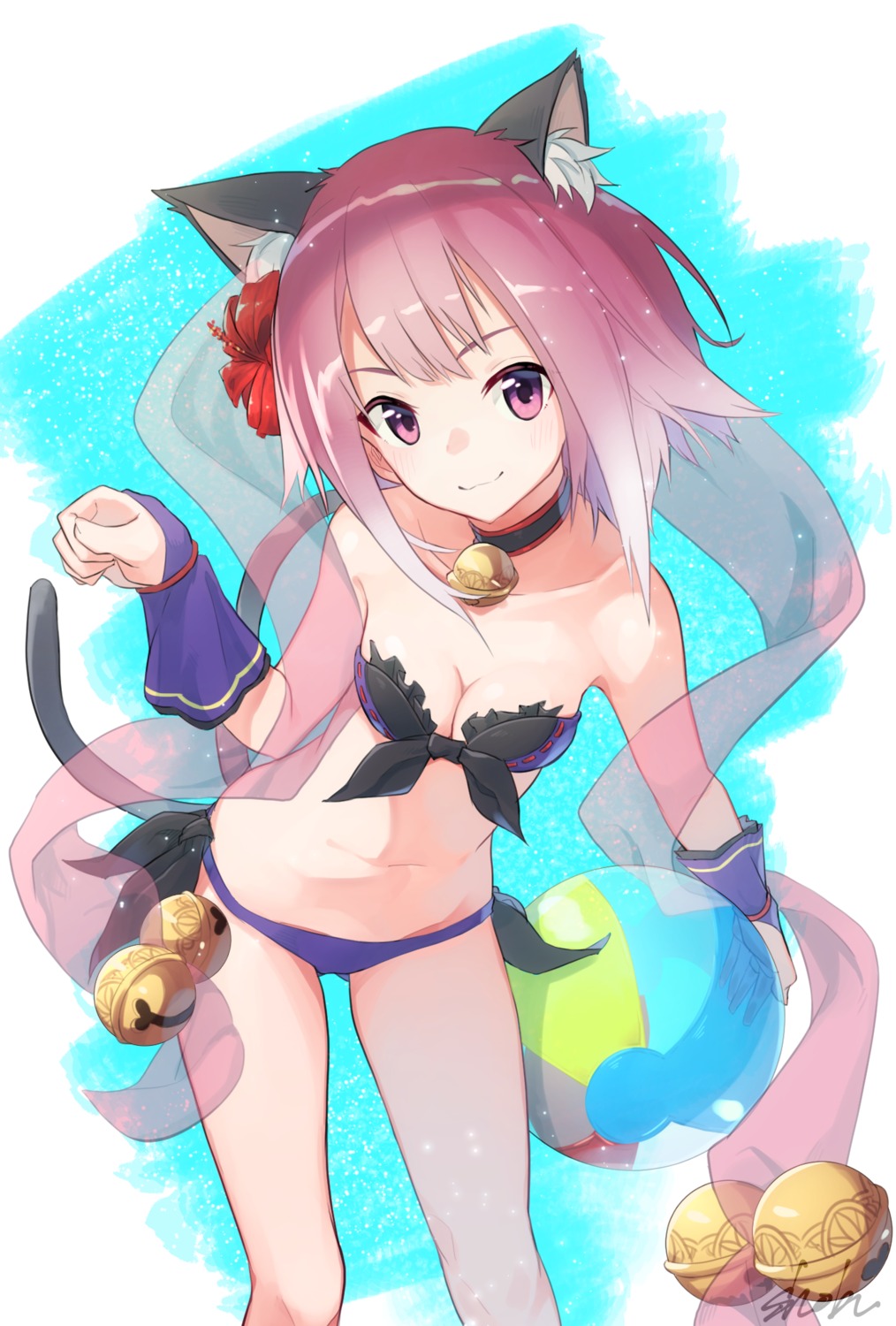 animal_ears bikini cleavage miyasaka_tamaki nekomimi princess_connect princess_connect!_re:dive sho_bu_1116 swimsuits tail