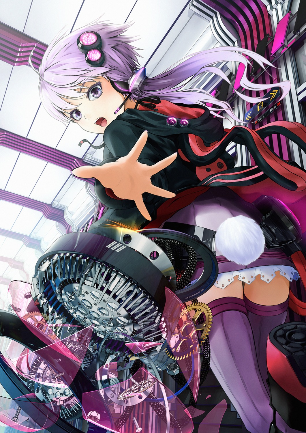 ajigo headphones tail thighhighs vocaloid yuzuki_yukari