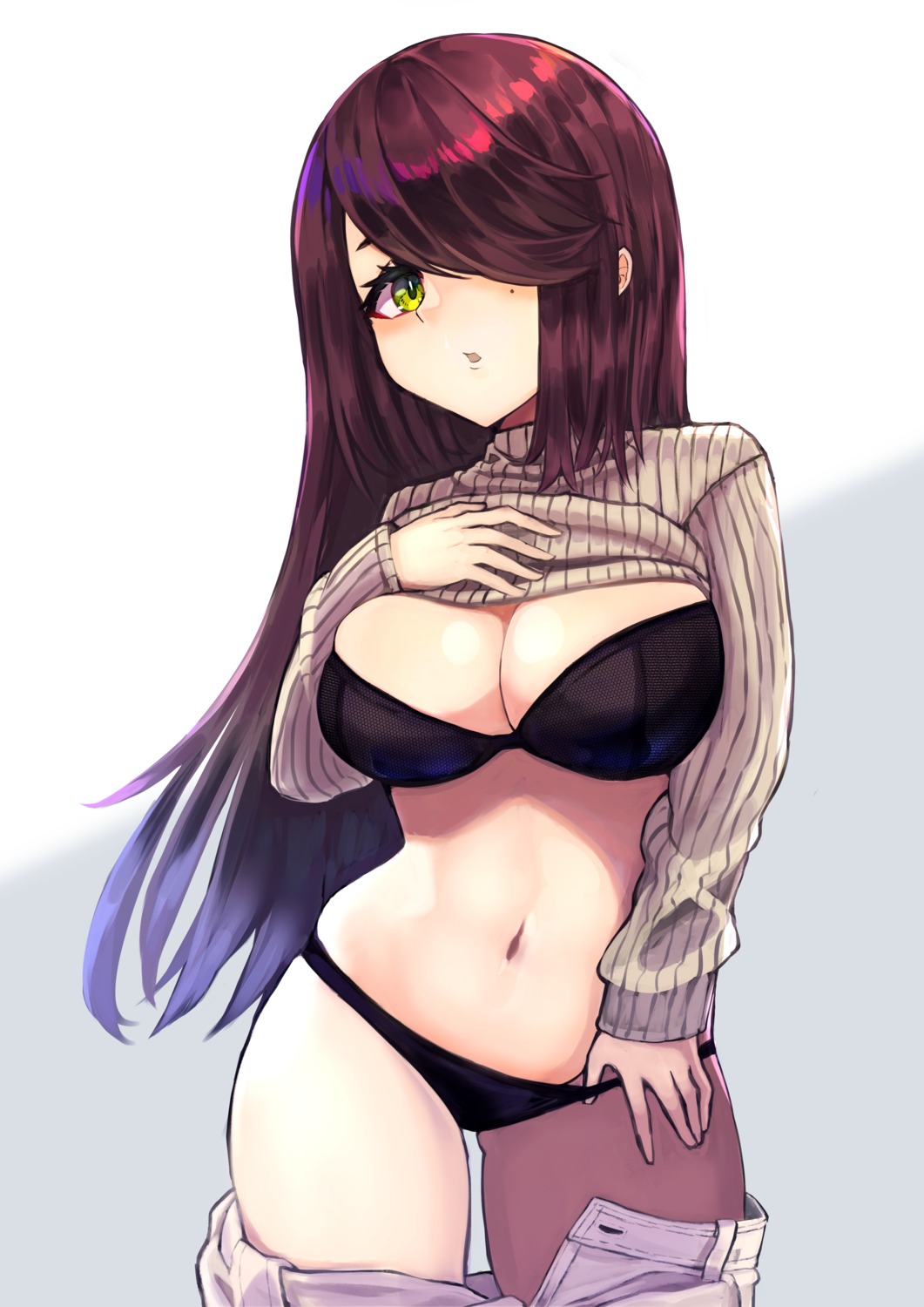 bra cleavage pantsu sweater tagme undressing