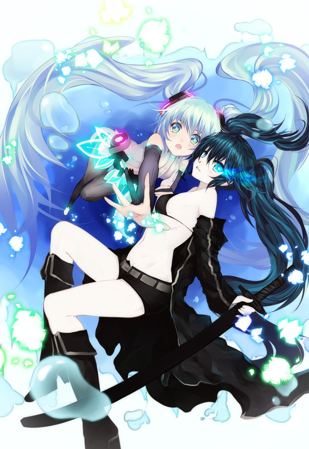 bba1985 bikini_top black_rock_shooter black_rock_shooter_(character) hatsune_miku miku_append swimsuits vocaloid vocaloid_append